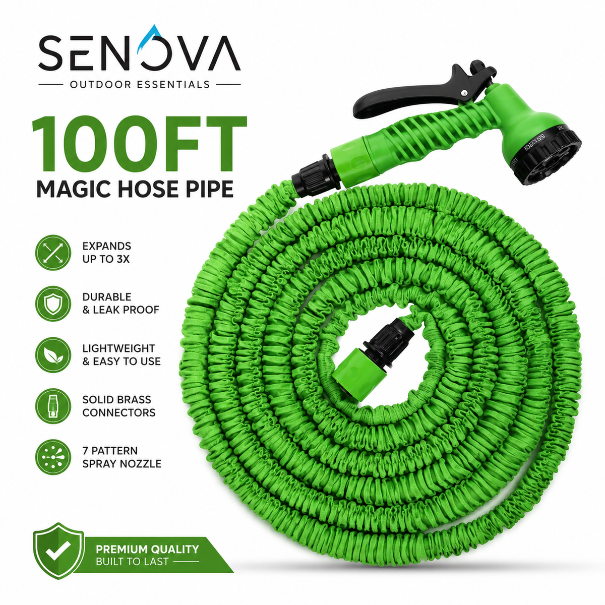 100FT Magic Expandable Garden Hose Pipe – Flexible Water Hose with 7-Pattern Spray Nozzle