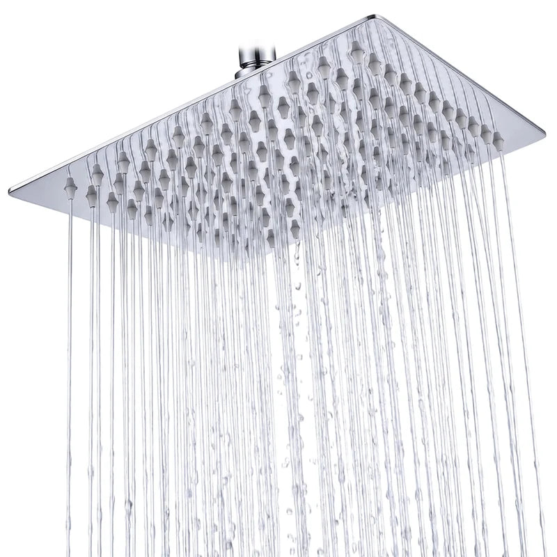 Premium Stainless Steel Rain Shower Head – Luxury Square Overhead Shower | Rust-Resistant High-Pressure Rainfall Shower for Modern Bathrooms