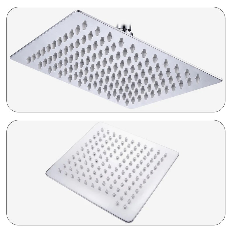 Premium Stainless Steel Rain Shower Head – Luxury Square Overhead Shower | Rust-Resistant High-Pressure Rainfall Shower for Modern Bathrooms