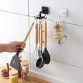 360° Rotating Spoon Hooks Holder – 6 Hook Kitchen Utensil & Spatula Hanger | Self-Adhesive No-Drill Wall Organizer