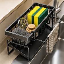 Premium Kitchen Sink Drain Rack & Sponge Organizer – Space-Saving Sink Storage Holder