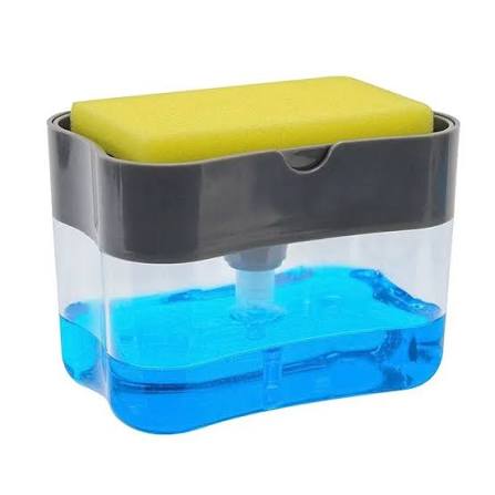 2-in-1 Soap Pump Dispenser &amp; Sponge Holder – Kitchen Sink Dishwashing Organizer